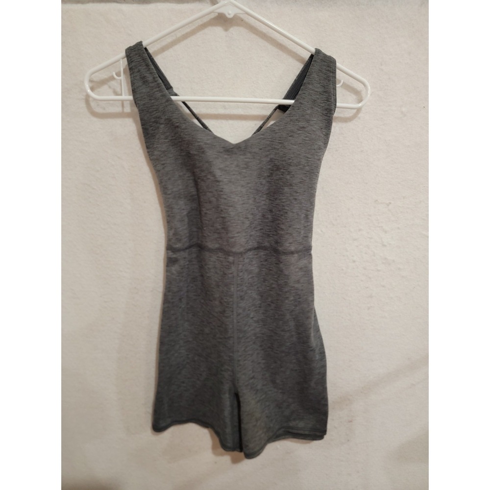 Gilly Hicks Go Recharge Active Romper Medium Gray Strappy Back Built-in Bra Yoga